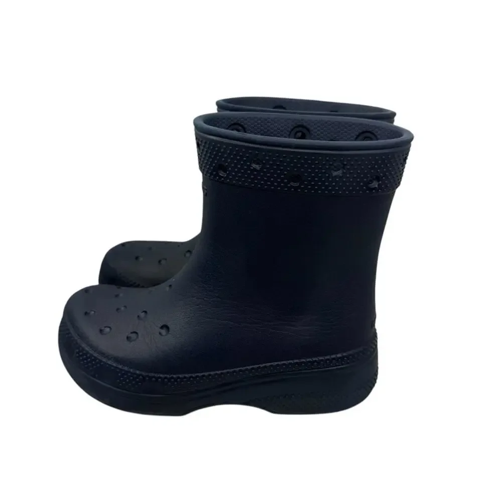 CROCS Classic Unisex Rain Outdoor Rubber Ankle Boots Navy Blue Kids Sz J1